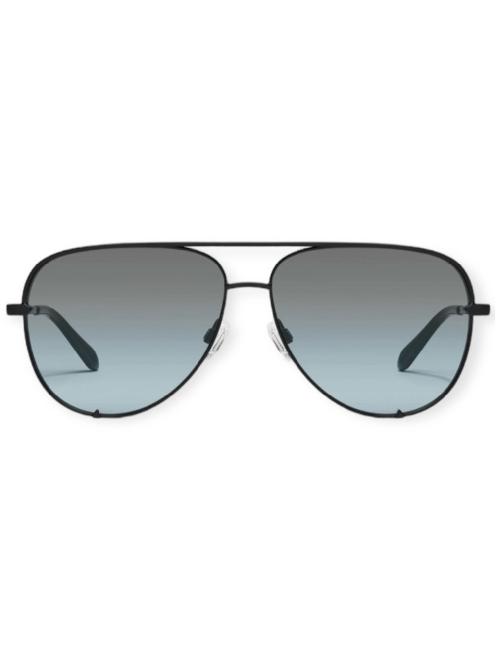 QUAY High Key Sunglasses Black Frame Grey Light Turquoise Fade Lens Extra Large